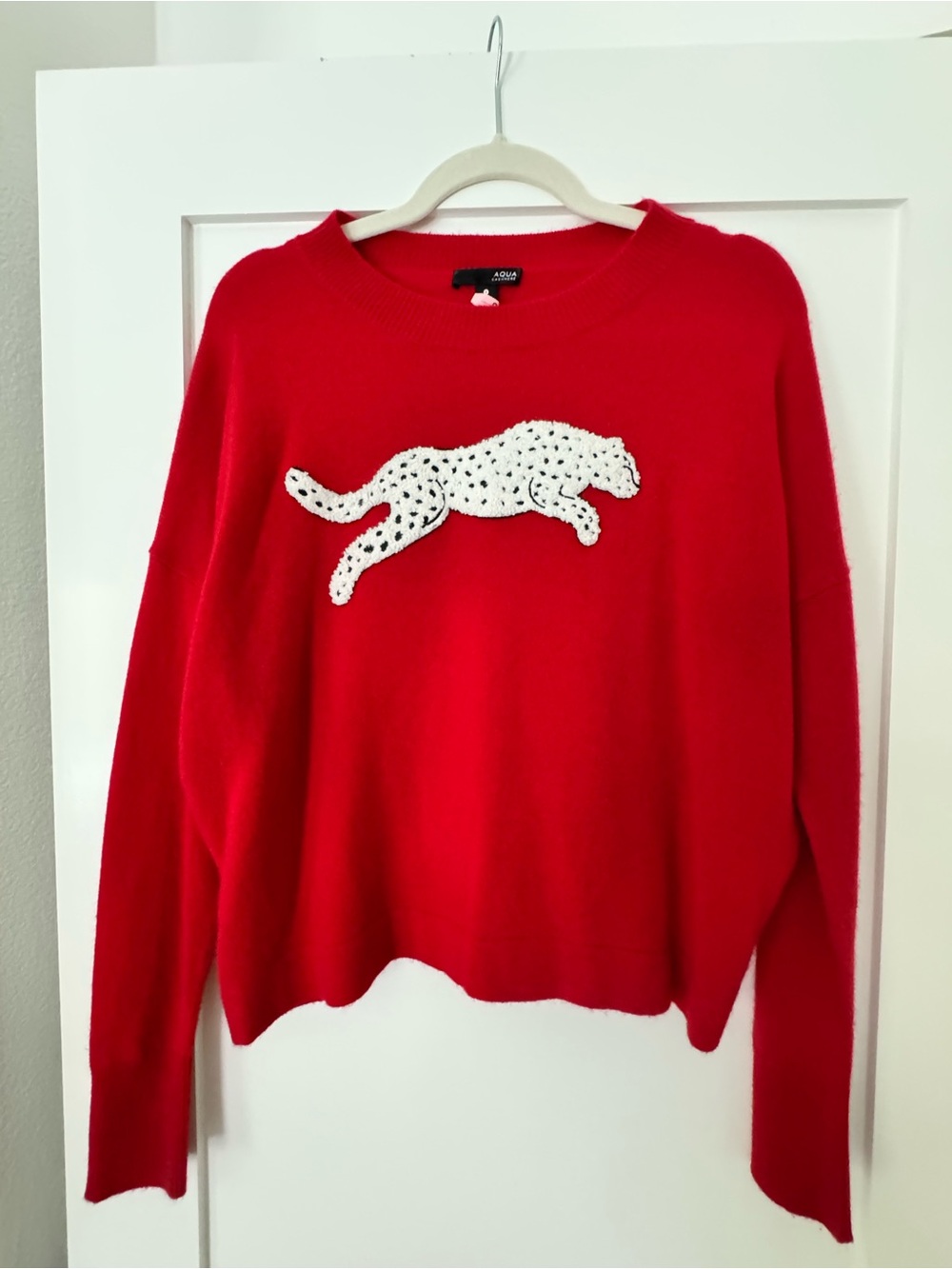 Aqua Bloomingdales Cashmere Panther Sweater Lightweight Size S